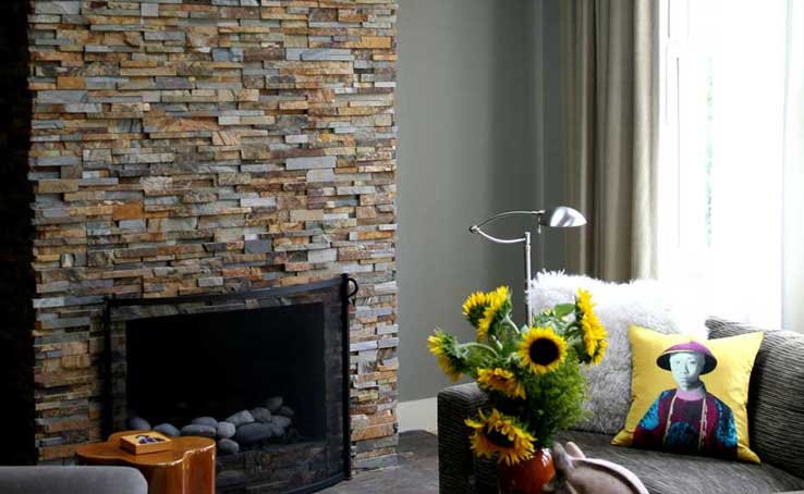 Norstone Modern Stacked Stone Fireplace